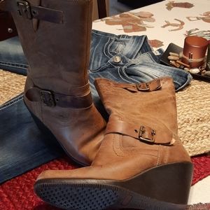 Aerosoles Leather Boots Womens 8.5